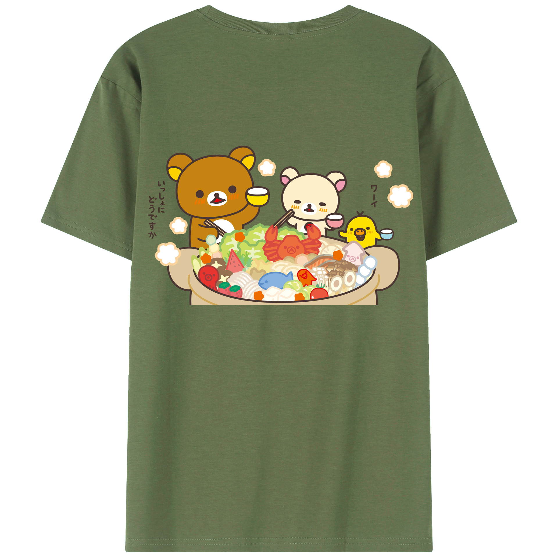 （画像用） リラックマ リラックマ キイロイトリ Rilakkuma Korilakkuma Kiiroitori 綿100％ メンズ半袖Tシャツ（バックプリント） 通気性